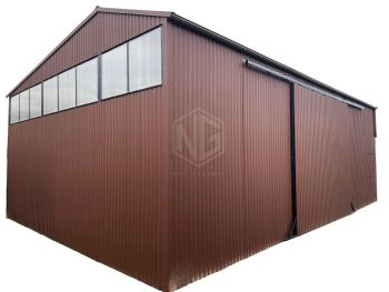 Blechhallen 12x8m Schiebetor - Türen, Dachrinnen, Fenster-Satteldach  GP85