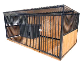 Hundezwinger - 4x2m Holzboden  mit Schutzwand  XXL GP175