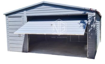 Blechgarage 4x5m Tür Dachrinnen Schwingtor Anthrazit ID281