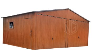 Blechgarage 6x5m Vertikal Blech 2x Schwingtor Holzoptik ID395