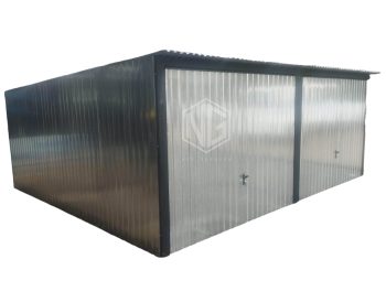 Blechgarage 6x5m - 2x Schwingtor - Verzinkt - Flachdach GP202