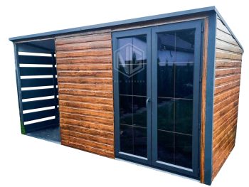 Gartenhaus 3x2m Überdachung 1,5m Pultdach Holzoptik ID268