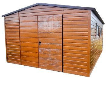 Gartenhaus 4x4m Satteldach Schwingtor Holzoptik 2x PVC Kippfenster ID155