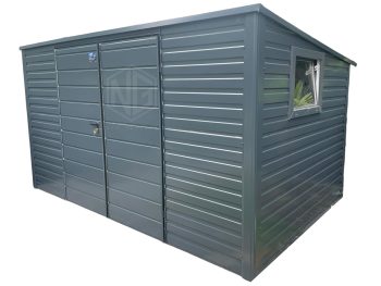 Gartenhaus 5x3m - Tür - Anthrazit - 2x PVC Kippfenster - Weiß - Pultdach GP97