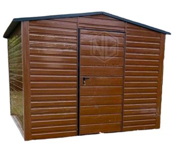 Gartenhaus 3x3m-Tür-Holzoptik-Dunkles Walnussholz-Satteldach GP240