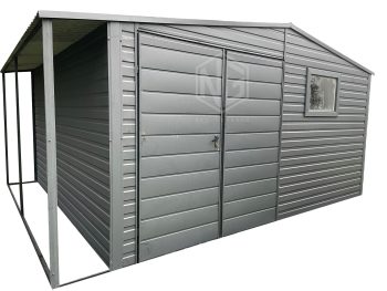 Gartenhaus 4x4m + Überdachung Tür 2xPVC Kippfenster - Satteldach GP236