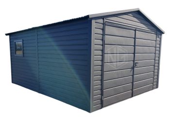 Blechgarage 4x5m - Zweiflügeliges Tor - PVC Kippfenster - Anthrazit - Satteldach  ID549