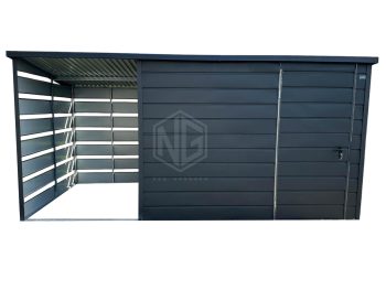 Gartenhaus 3x2m Überdachung 1,5x2 Tor Anthrazit Flachdach ID436