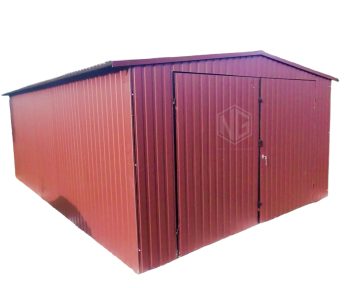 Blechgarage 4x7m Zweiflügeliges Tor - Dunkles Braun - Satteldach - GP206