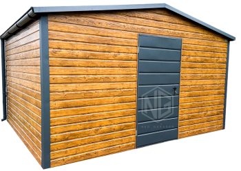 Gartenhaus 4x3m Dachrinnen Holzoptik Flachdach Anthrazit Satteldach ID441