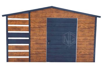 Gartenhaus 3x3m Überdachung 1x3 Norwegische Kiefer Holzoptik PVC Kippfenster ID435