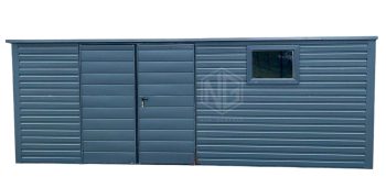 Gartenhaus 6x3m Zweiflügeliges Tor PVC Kippfenster Anthrazit Holzoptik Flachdach GP256