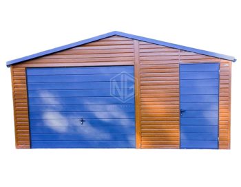 Blechgarage 5x6m Horizontal Blech Schwingtor Metalldachziegel Holzoptik ID206