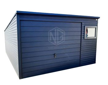 Blechgarage 4x7m Horizontal Blech Schwingtor PVC Kippfenster Anthrazit ID163