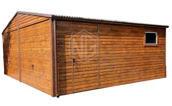 Blechgarage 6x5,8m Horizontal Blech 2x Schwingtor Satteldach Holzoptik ID113