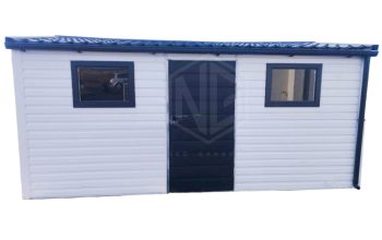 Gartenhaus 5,5x4m - Tür - 2xPVC Kippfenster - Metalldachziegel - Dachrinnen - Satteldach  GP225