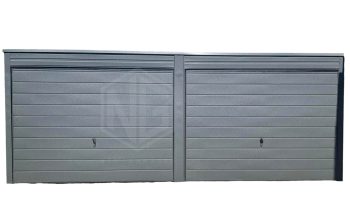 Blechgarage 6x6m - 2x Schwingtor Anthrazit Pultdach GP129