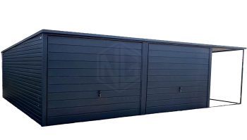 Blechgarage 6x5m Horizontal Blech 2x Schwingtor Überdachung Tür Anthrazit ID94