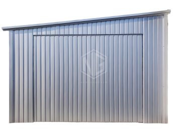 Blechgarage 4,5x9m - Schwingtor - Tür - Silber - Dach mit seitlichem Gefälle ID620