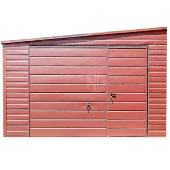 Blechgarage 4,5x7m - Schwingtor - Helles Braun  - Dach mit seitlichem Gefälle GP430