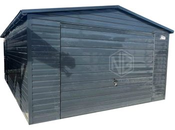 Blechgarage 4,5x6m Schwingtor - anthrazit - Dachrinnen - Satteldach ID767