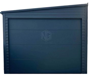 Blechgarage 4,5x6m - Sektionaltor - Tür - Anthrazit - Dachrinnen - Dach mit seitlichem Gefälle ID693