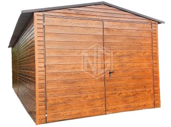 Blechgarage 3,4x7m Horizontal Blech Satteldach Schwingtor Holzoptik ID160