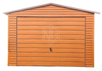 Blechgarage 3,5x 6m Schwingtor Satteldach Holzoptik ID99