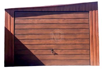 Blechgarage 3,5x5m  Schwingtor - Holzopitk - Dach mit seitlicher Neigung GP89