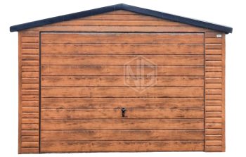 Blechgarage 4x5m Schwingtor Satteldach Holzoptik ID106