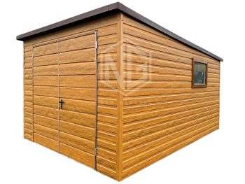 Gartenhaus 3x4m PVC Kippfenster Zweiflügeliges Tor Holzoptik Flachdach ID440